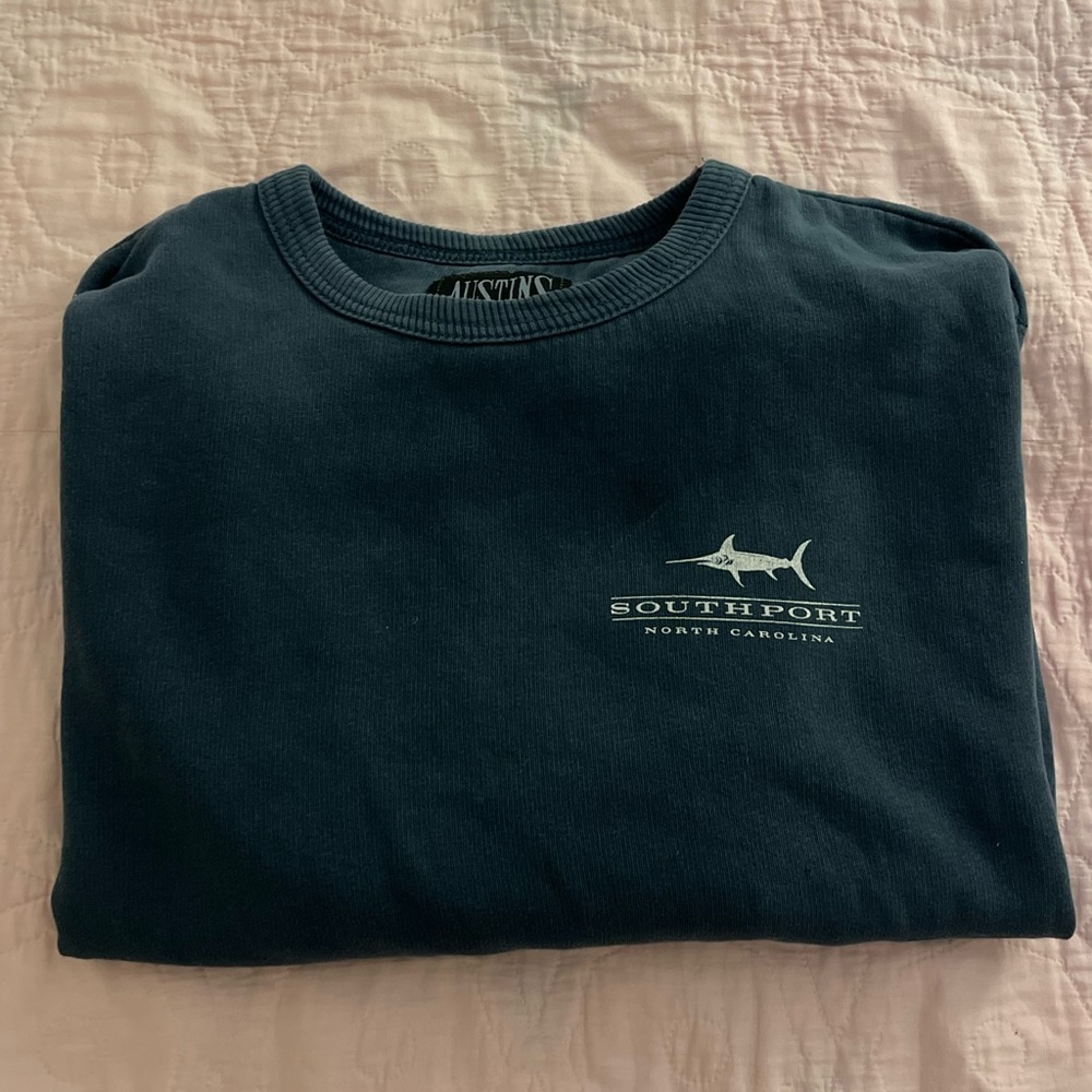 Blue crewneck sweatshirt